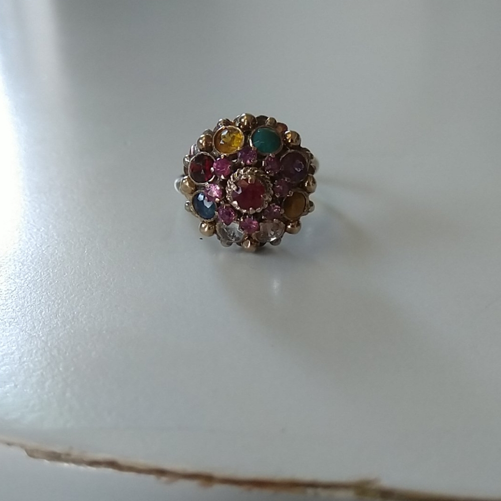 Vintage 14K Gold Harem Natural Multi Gem Ring